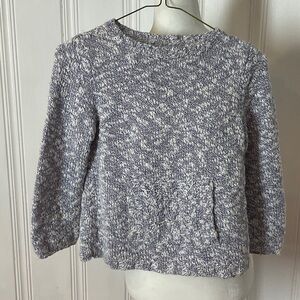Gray and White Knit Sweater